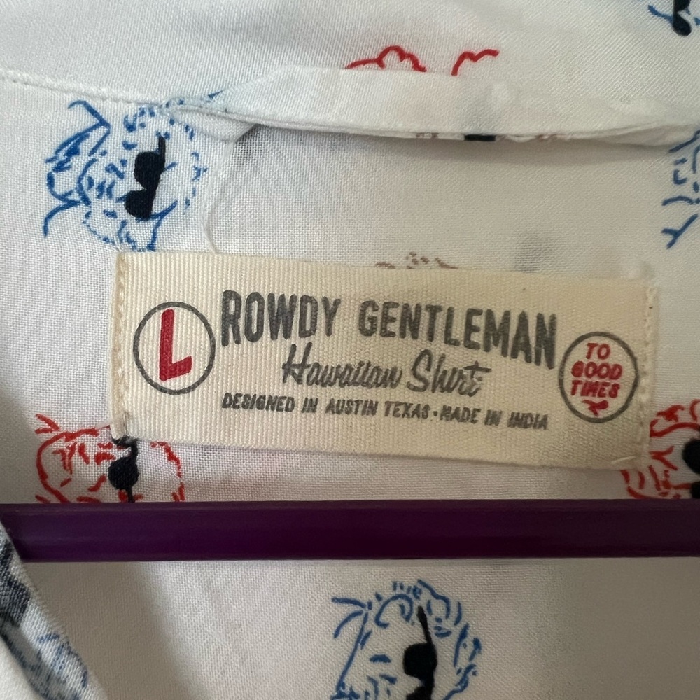 MENS 4th of July Rowdy Gentlemen Hawaiian Shirt Size L.